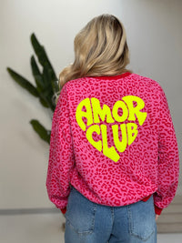 Sweater mit Rückenprint AMOR CLUB rot leo