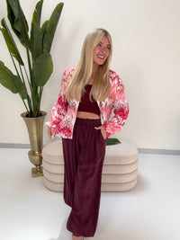 Blouson Spitzen Zipper Jacke weiß/rosa/fuchsia/pink