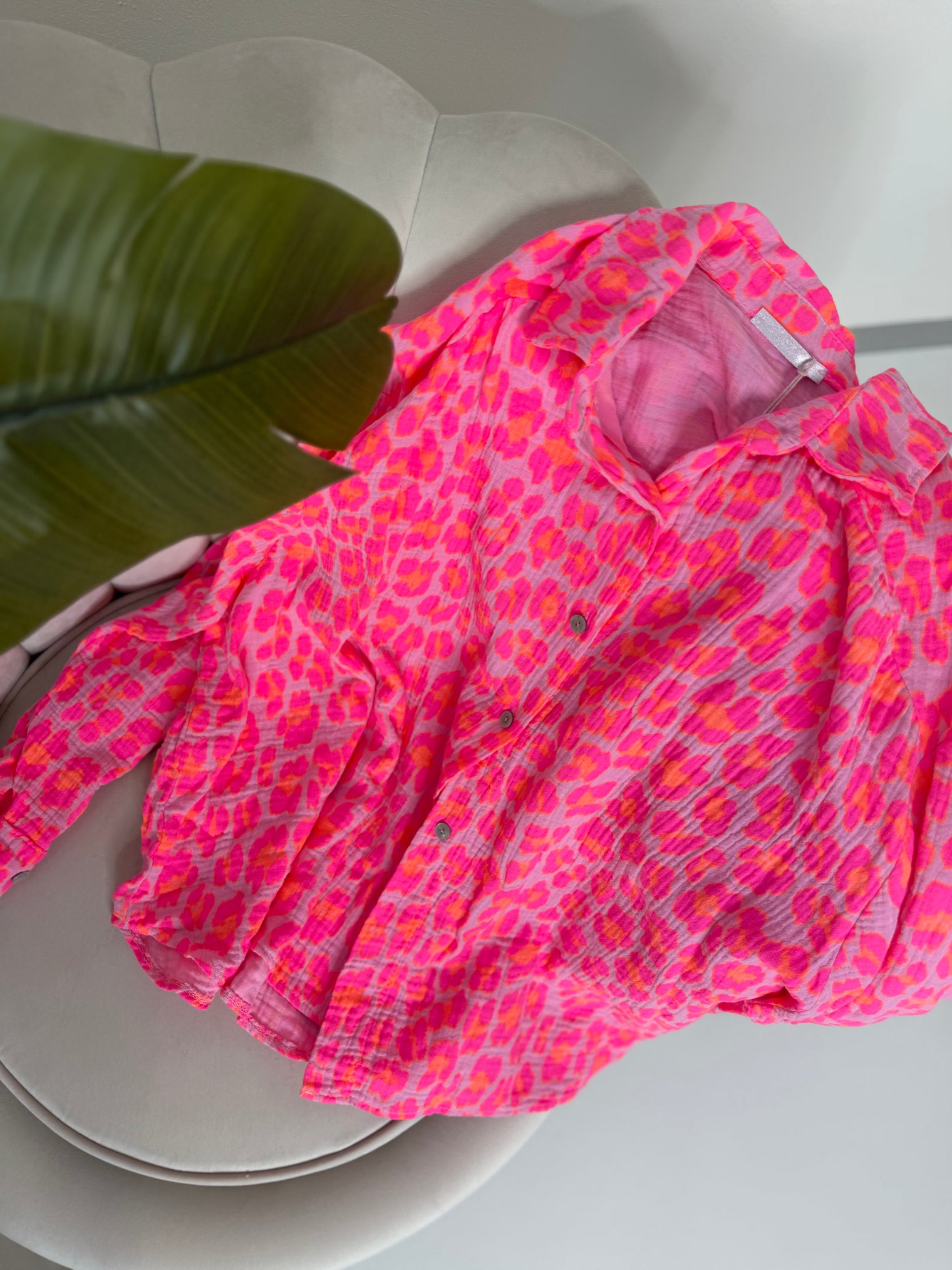 Musselin Bluse rosa LEO POWER hot rosa mit pink orange