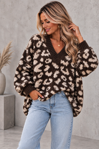 Cozy Strickpullover im angesagten Leo Muster braun /creme
