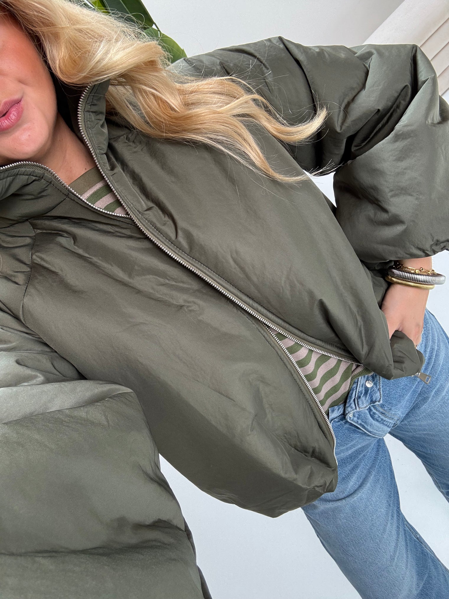 Jacke PUFFY POWER mit Reißverschluss grün
