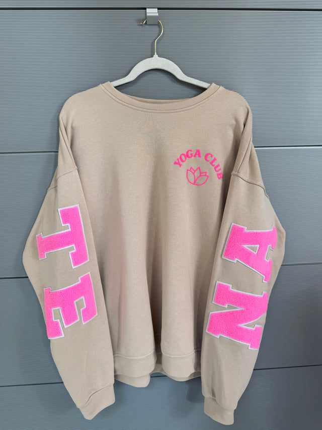 Premium Sweater YOGA CLUB mit Rückenprint