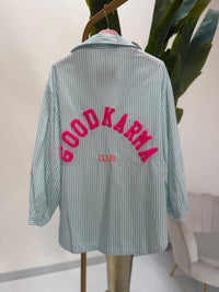 Bluse GOOD KARMA CLUB mint/weiß gestreift