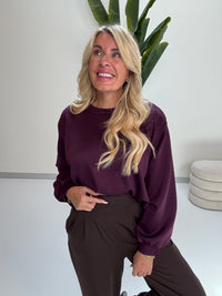 Butterstoff Pullover mit Gummizug unten pflaume