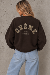 Sweater mit Rückenstickerei CREME DE LA CREME dark chocolate
