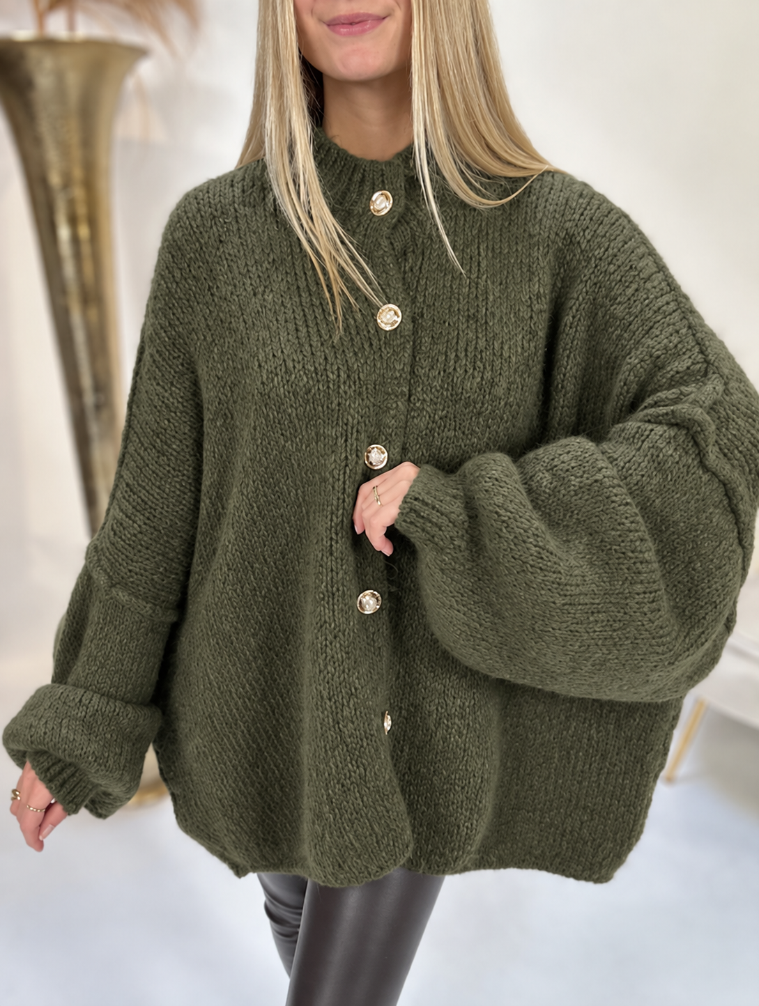 Strickjacke SUPER SOFT khaki LONG