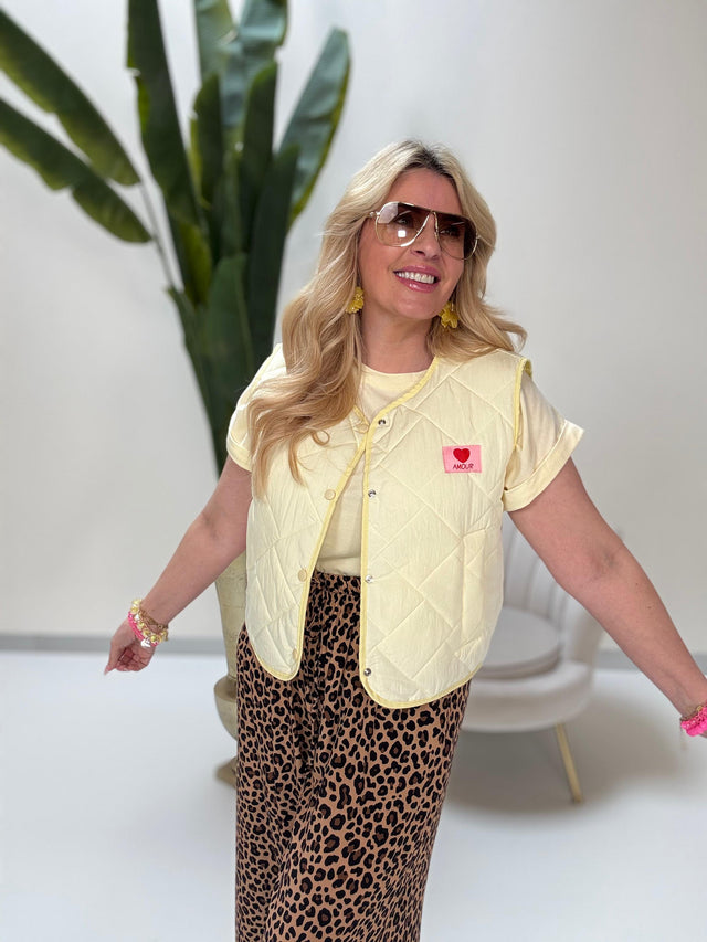 Puffy Weste SPRING LOVER mit Patch buttermilk lemon