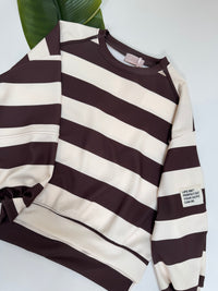 Butterstoff Sweater mit Patch am Ärmel BIG STRIPES creme/coffee