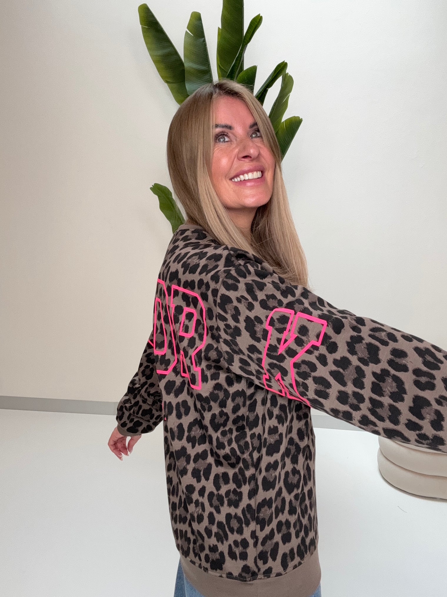 Butterstoff Pullover LEO mit Rückenprint NEW YORK taupe