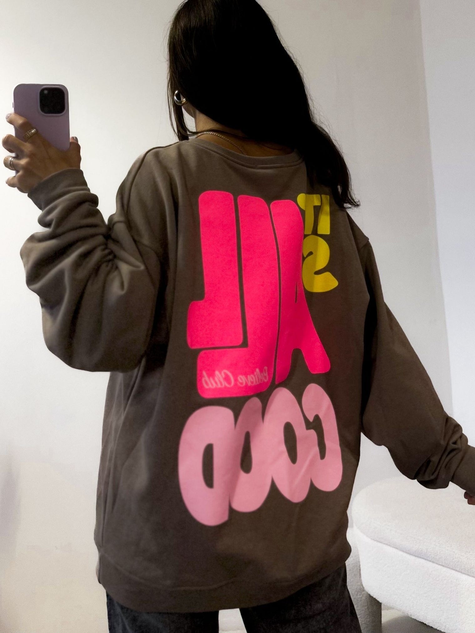 Sweater SMILEY GOOD VIBES Taupe