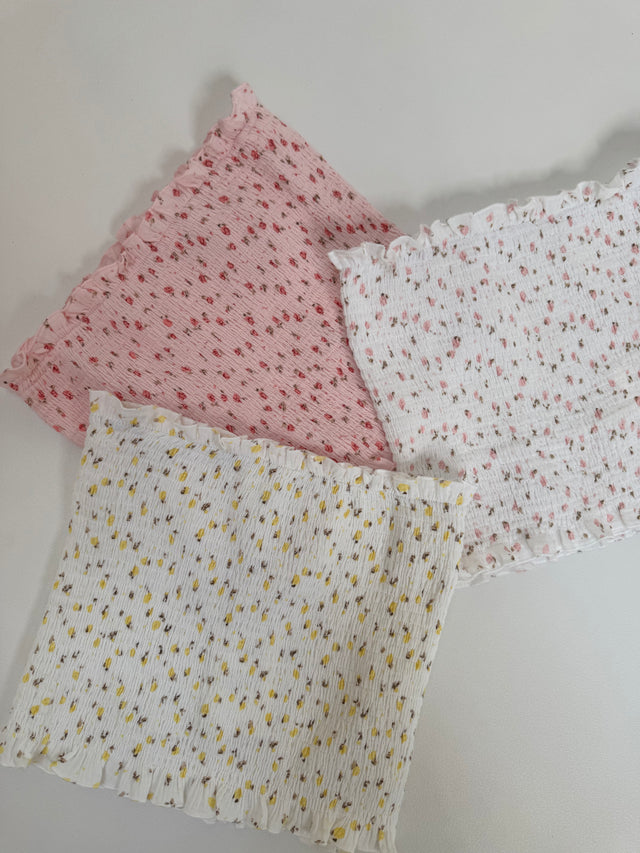 Musselin Stretch Bandeau Top FLOWER KISS rose/pink