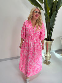 Signature Musselin Kleid Hot rosa