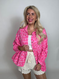 Musselin Bluse rosa LEO POWER hot pink&beige