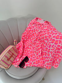 Musselin Bluse rosa LEO POWER hot pink&orange