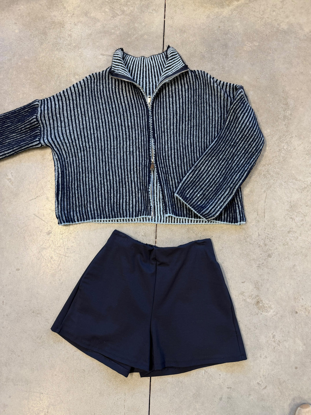 Strickjacke ZIPPER STRIPES navy