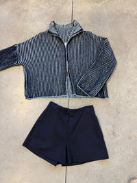 Strickjacke ZIPPER STRIPES navy