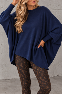 Fledermauspullover Feinstrick navy
