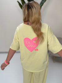 Sweatshirt kurzarm mit Rückenprint La Dolce Vita gelb