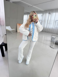 Teddyjacke blau/creme COZY FASHION GIRL