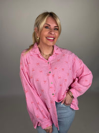 Musselin Bluse rosa LOVELY BOWS orange