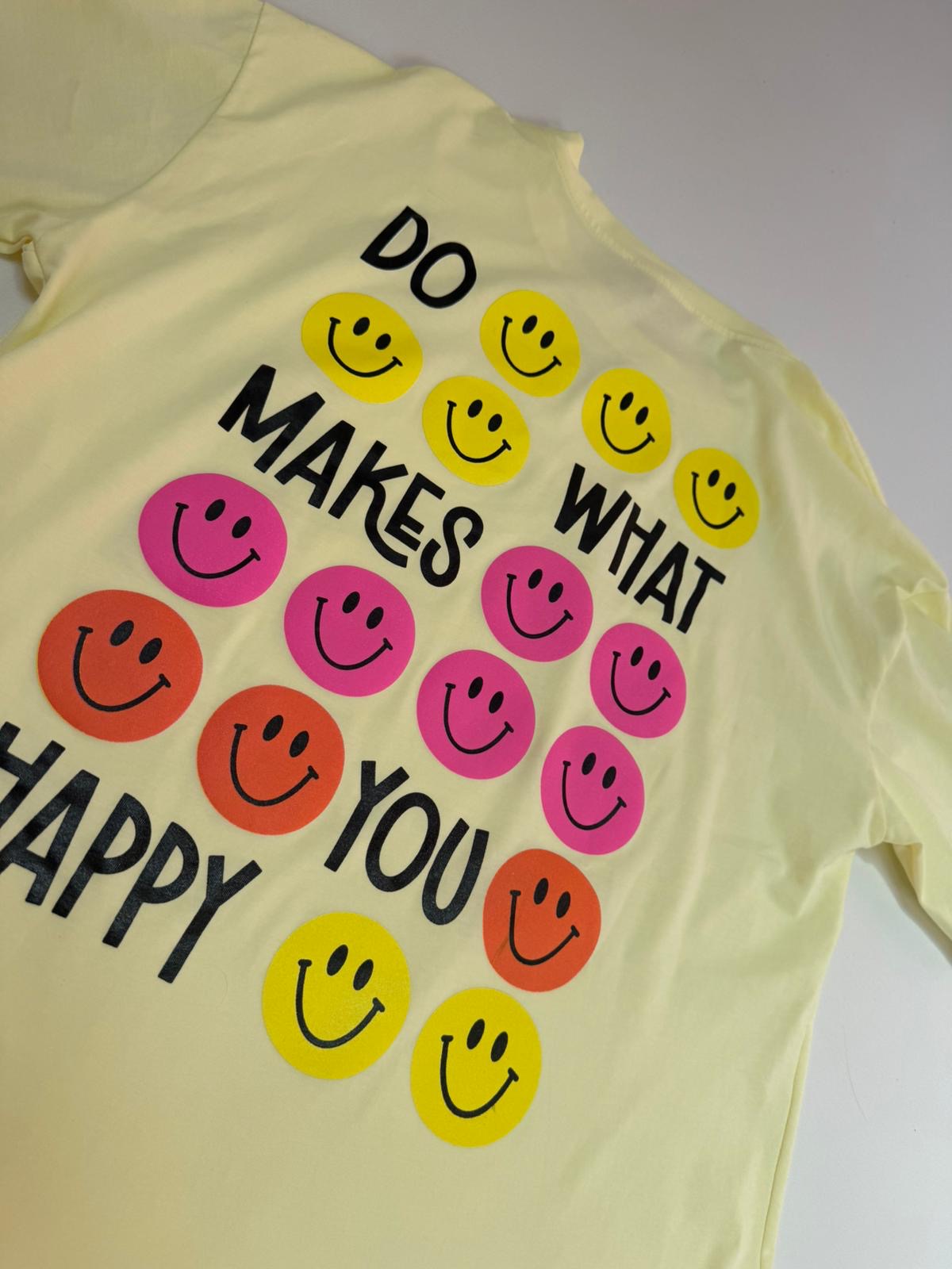 Statement Shirt DONT WORRY BE HAPPY gelb mit Rückenprint