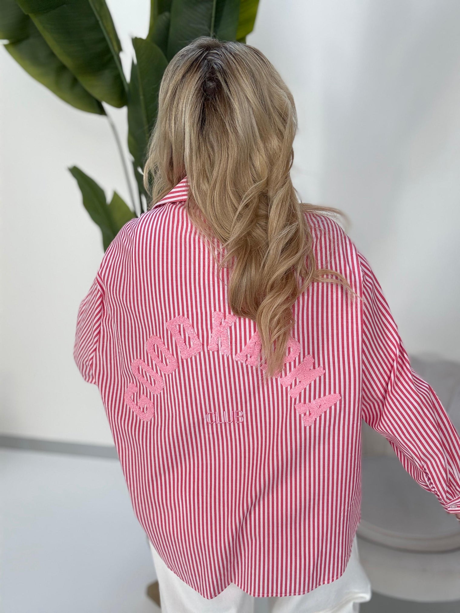 Bluse GOOD KARMA CLUB rot/weiß gestreift