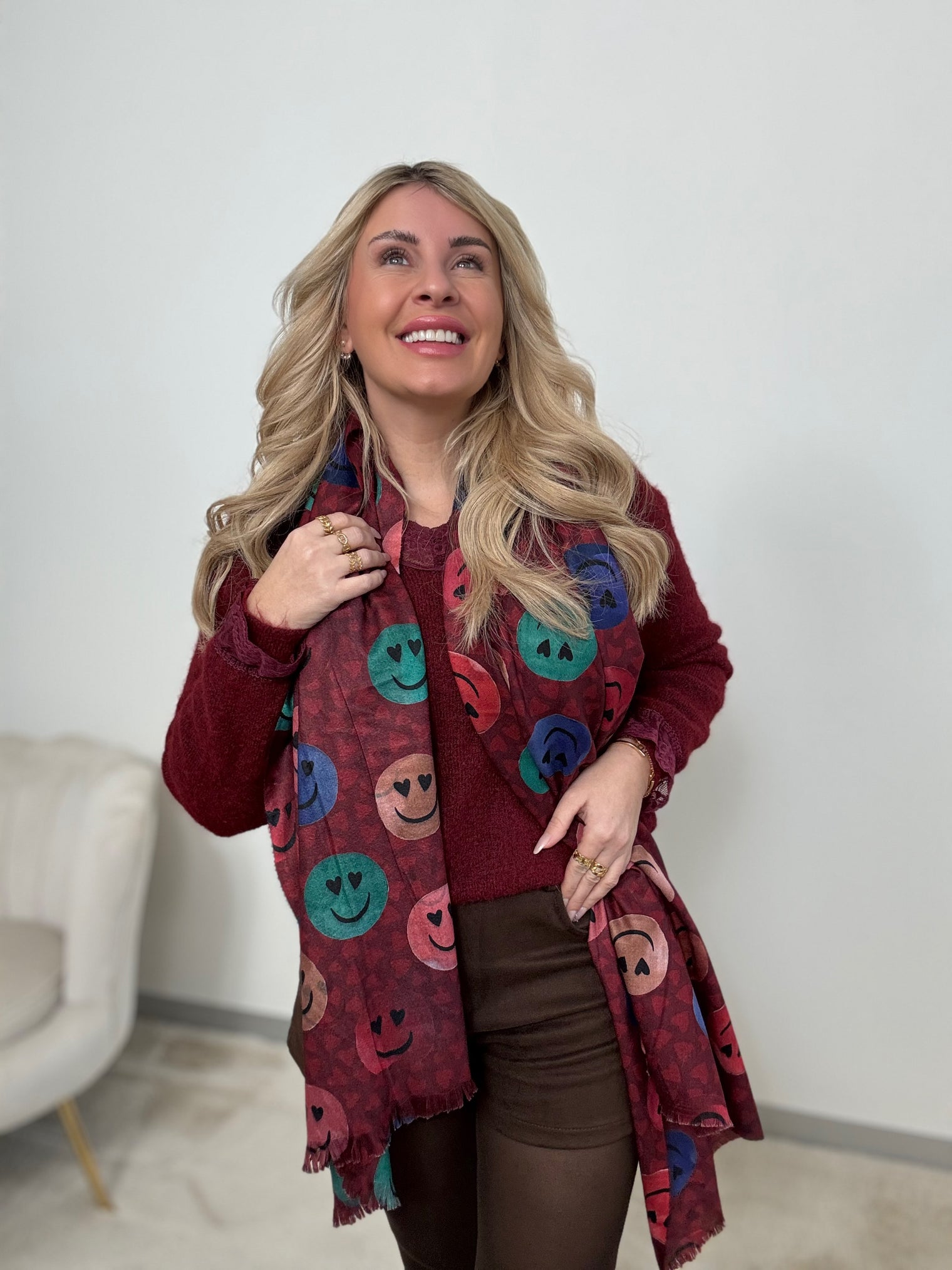 Iconic Scarf Smily Burgundy