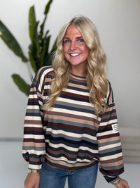 Butterstoff Sweater mit Patch am Ärmel schwarz/braun/beige/creme/grau