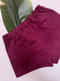Velours Shorts mit elastischem Bund burgundy
