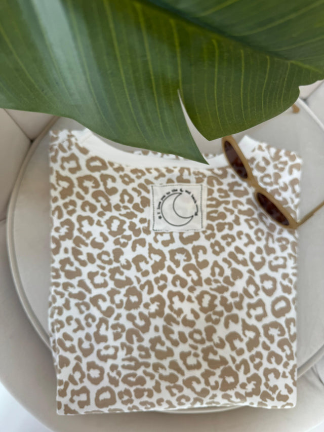 Shirt Kleid weiß LEO beige LOVE YOU TO THE MOON