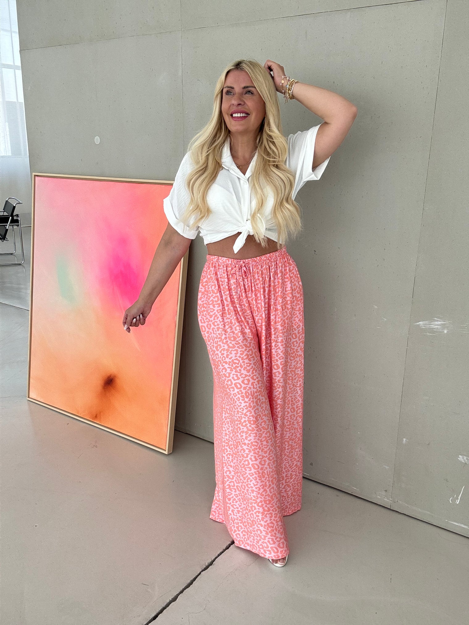 Stylische Hose mit Seide gelb LEO LOVER Peach