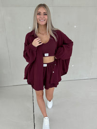 Signature Musselin Bluse BURGUNDY