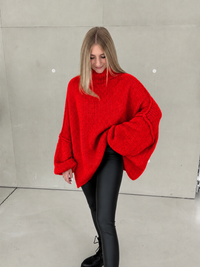 Kuschelweicher OVERSIZE Strickpullover rot