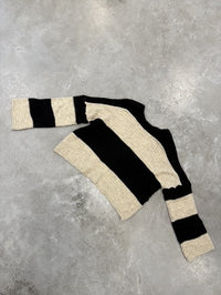 Strickjacke BLOCK STRIPES mit Knopfleiste schwarz/creme