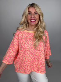 Sweater Shirt gelb LEO LOVER hot pink
