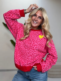 Sweater mit Rückenprint AMOR CLUB rot leo