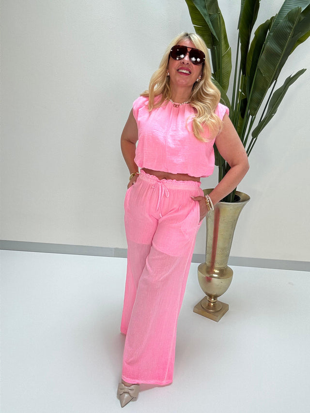 Leinenhose hotpink SUNSHINE GIRL mit 100% Baumwolle