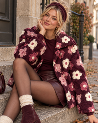 Jacke FLEUR DE LUXE mit 3D-Blütenapplikation burgundy