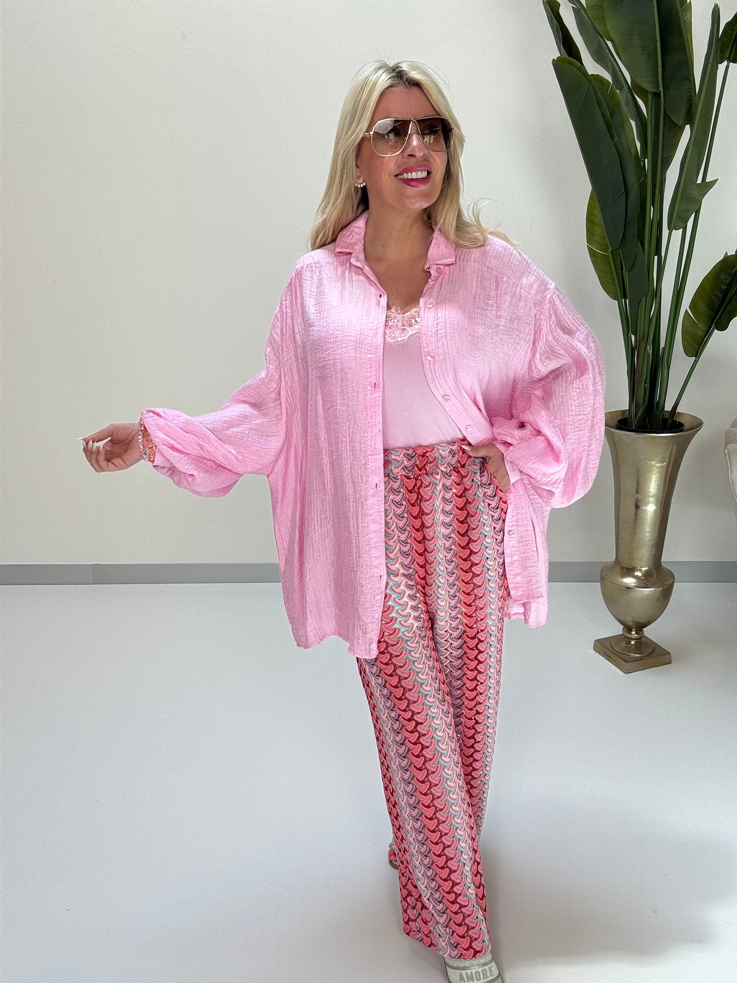 Leichte Bluse mit Knopfleiste LOVELY SUMMER Rosa