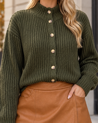 Strickjacke mit Knopfleiste khaki
