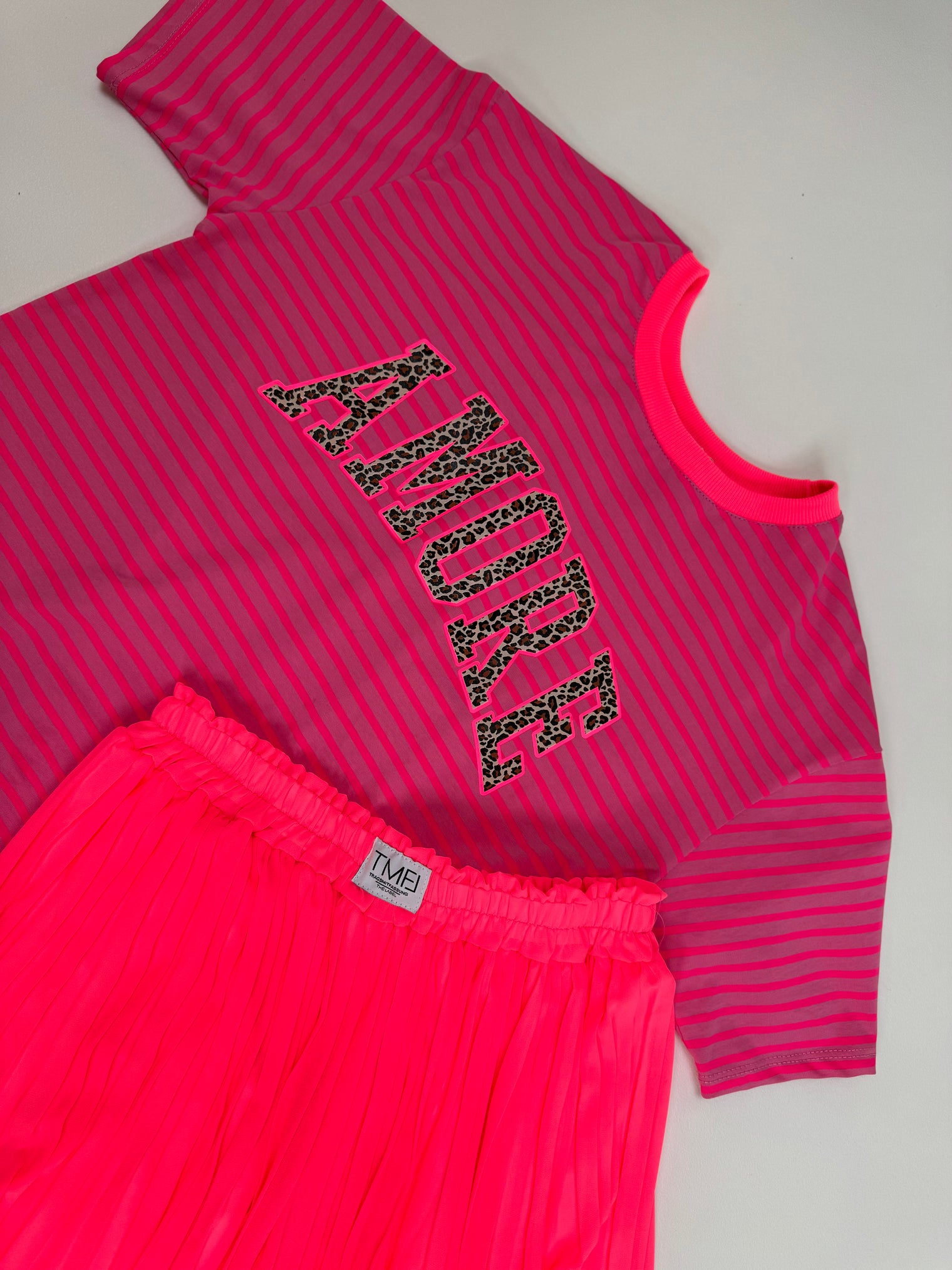 Statement Shirt fuchsia/pink gestreift AMORE Leo