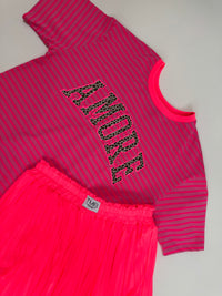 Statement Shirt fuchsia/pink gestreift AMORE Leo