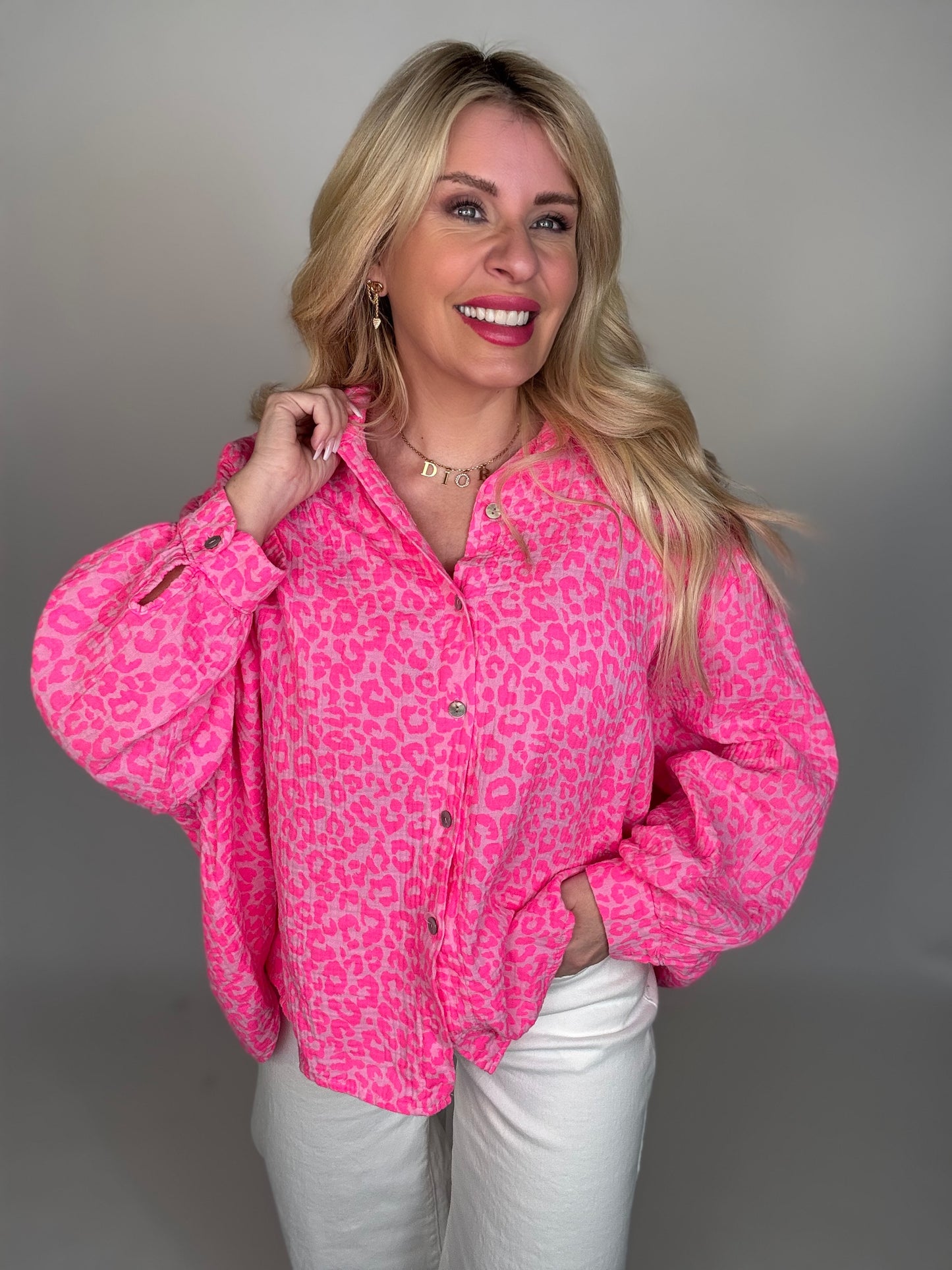 Musselin Bluse LEO LOVER electric pink