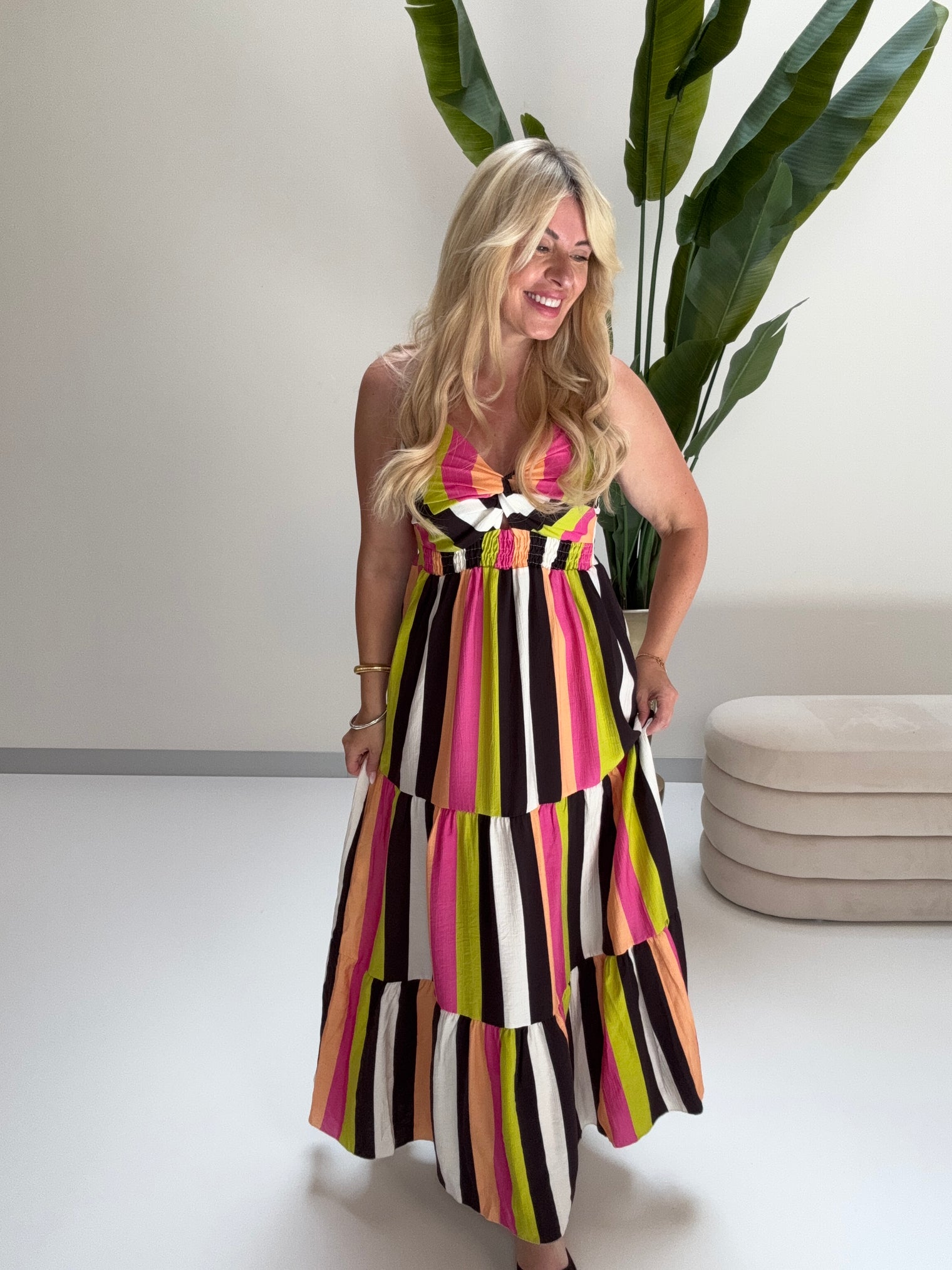 Luftiges Sommer Kleid FOREVER A BOHO GIRL rosa/grün/orange/braun
