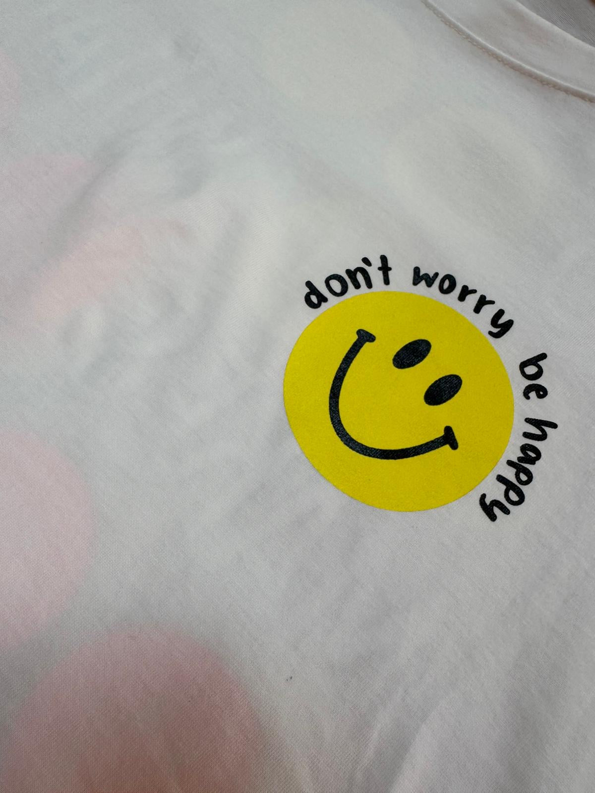 Statement Shirt DONT WORRY BE HAPPY weiß mit Rückenprint