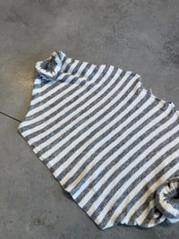 Oversize Strickpullover Stripes mit Alpakaanteil grau/creme