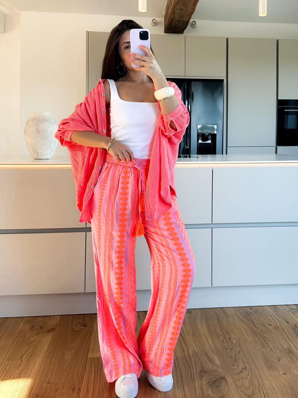 Musselin Hose BOHEMIAN SUMMER NIGHTS rosa/orange