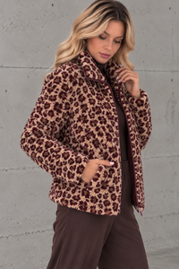 LEO Teddy Jacke creme/burgundy/camel