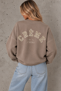 Sweater mit Rückenstickerei CREME DE LA CREME taupe