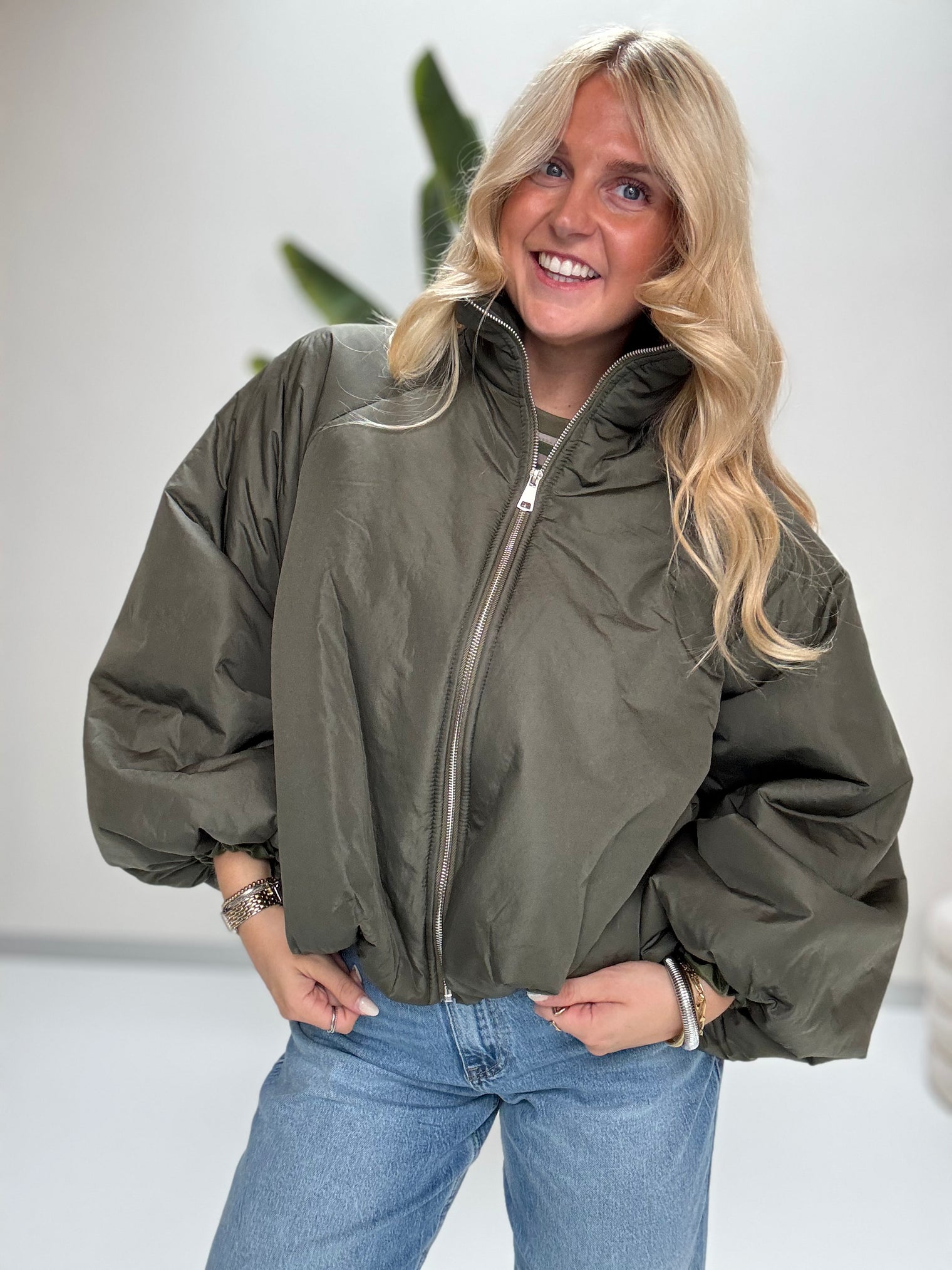Jacke PUFFY POWER mit Reißverschluss grün